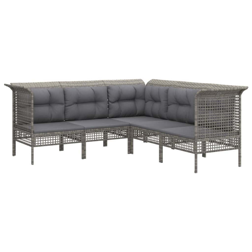 vidaXL 9-tlg. Garten-Lounge-Set mit Kissen Grau Poly Rattan