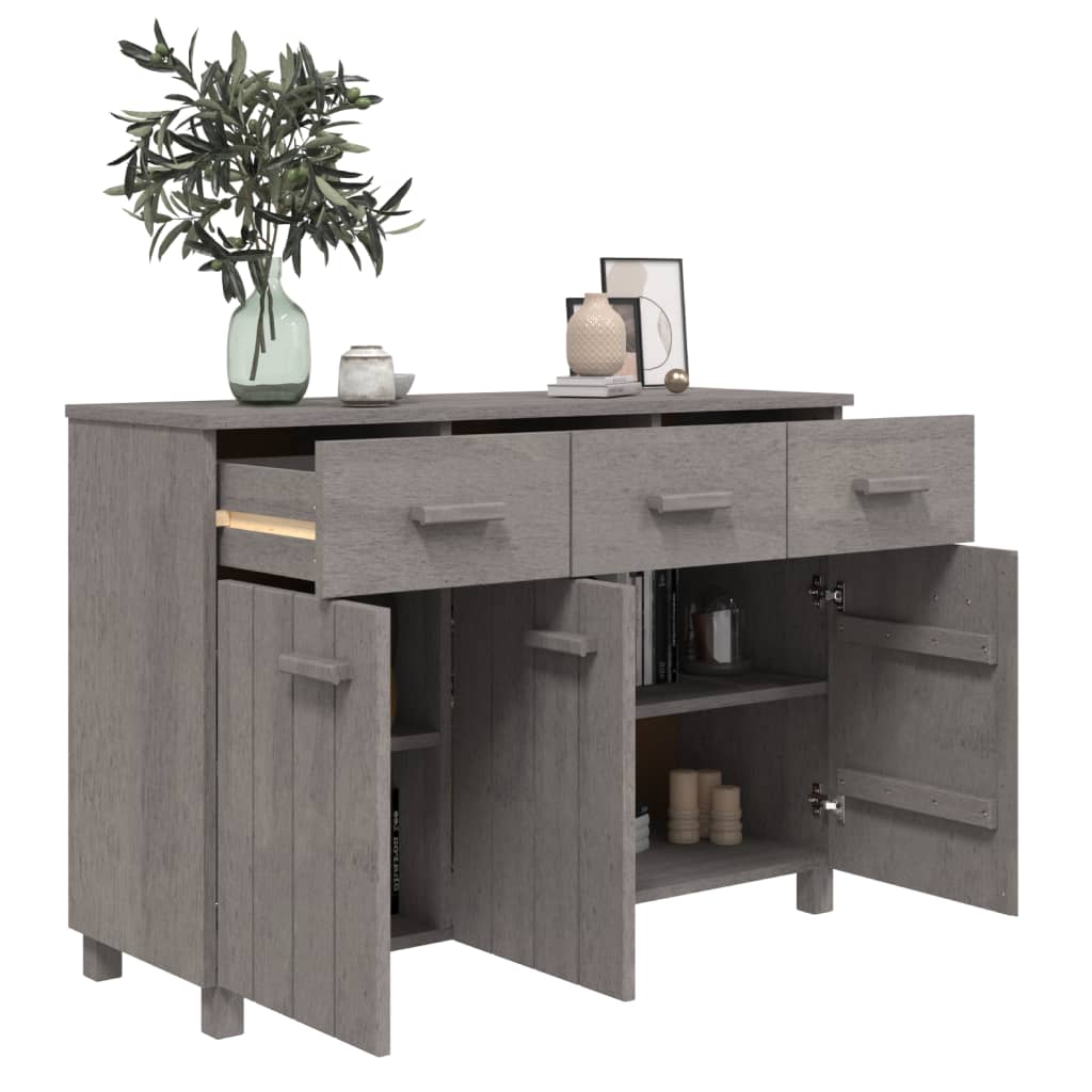 vidaXL Sideboard HAMAR Hellgrau 113x40x80 cm Massivholz Kiefer