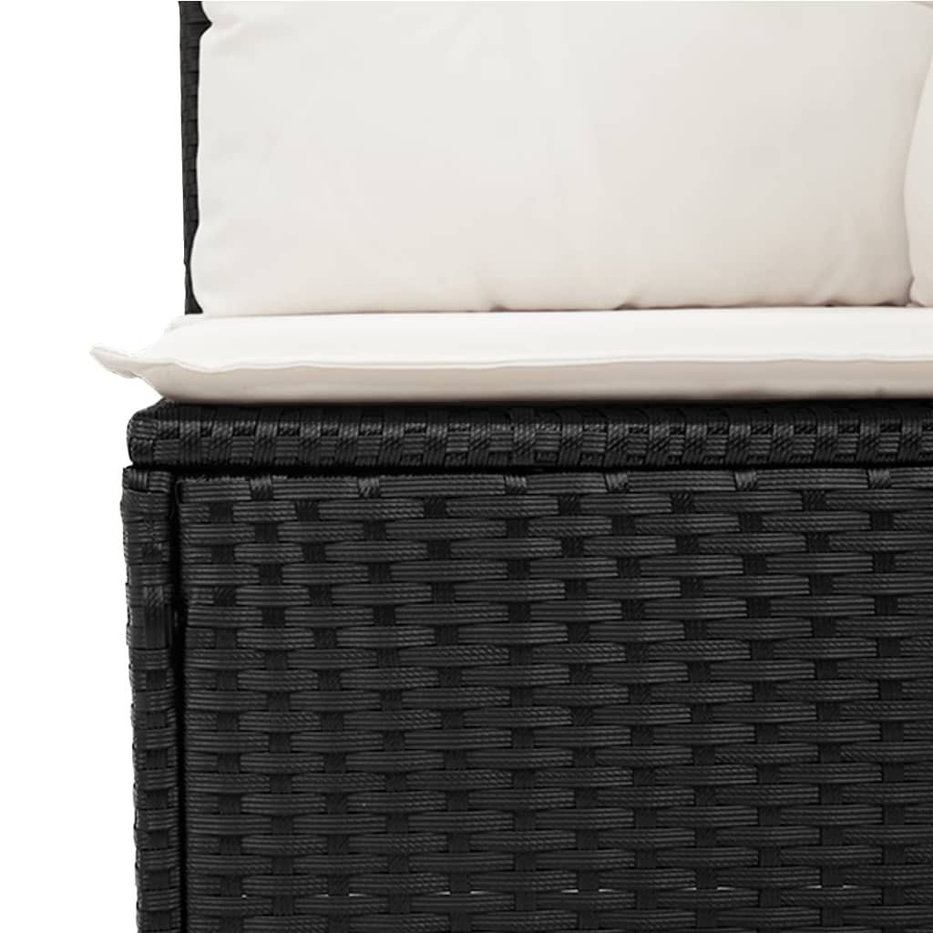 vidaXL 8-tlg. Garten-Sofagarnitur mit Kissen Schwarz Poly Rattan