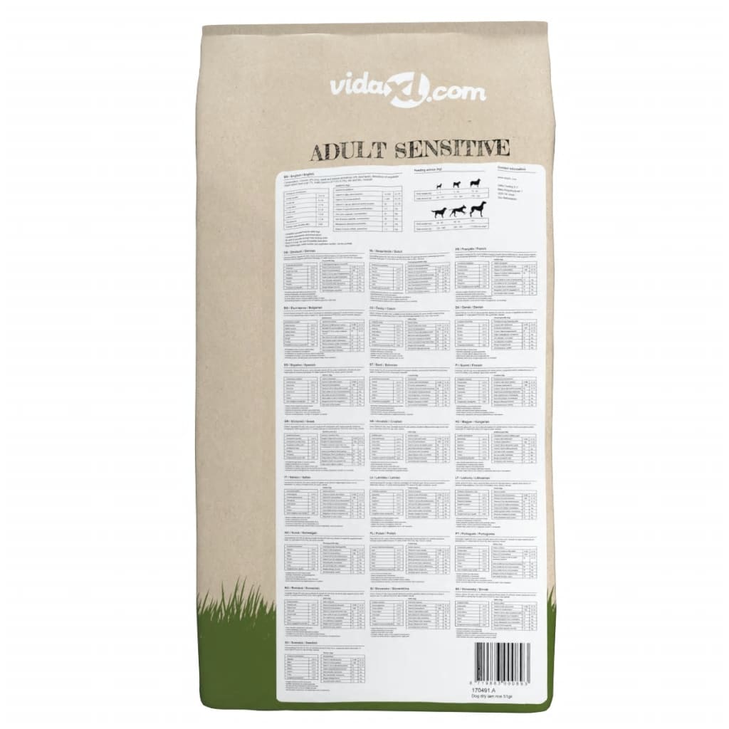 vidaXL Trockenfutter für Hunde Adult Sensitive Lamb & Rice 15 kg