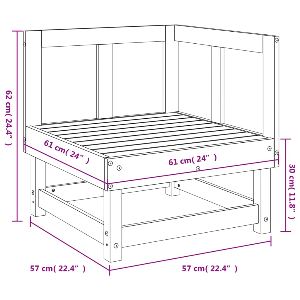 vidaXL Garten-Ecksofa Massivholz Douglasie