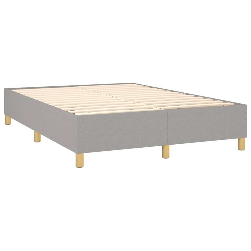 vidaXL Boxspringbett mit Matratze & LED Hellgrau 140x190 cm Stoff