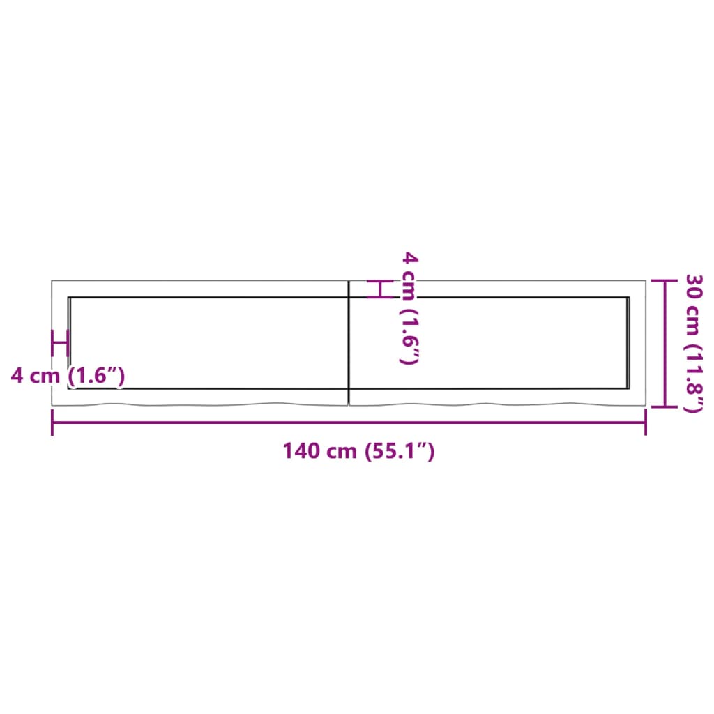 vidaXL Waschtischplatte Dunkelbraun 140x30x(2-6)cm Massivholz