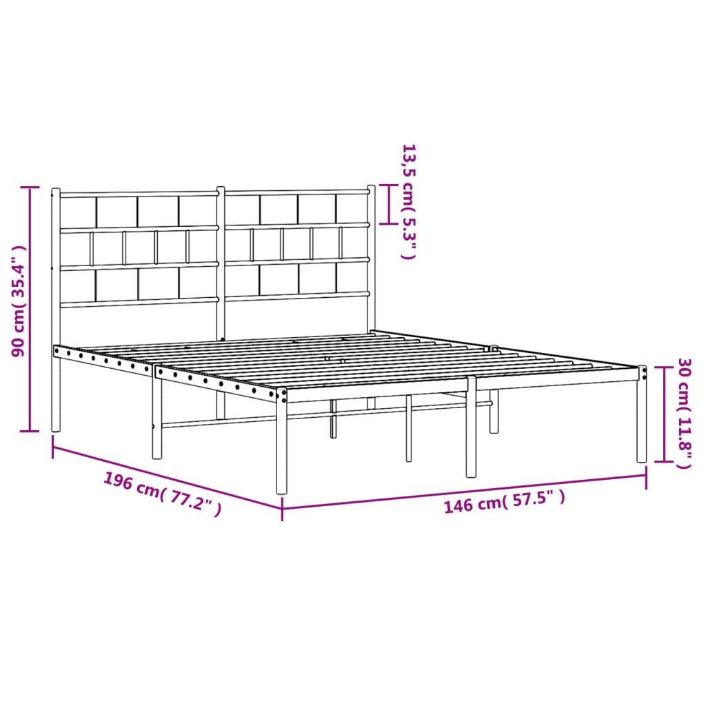 vidaXL Bettgestell mit Kopfteil Metall Weiß 140x190 cm