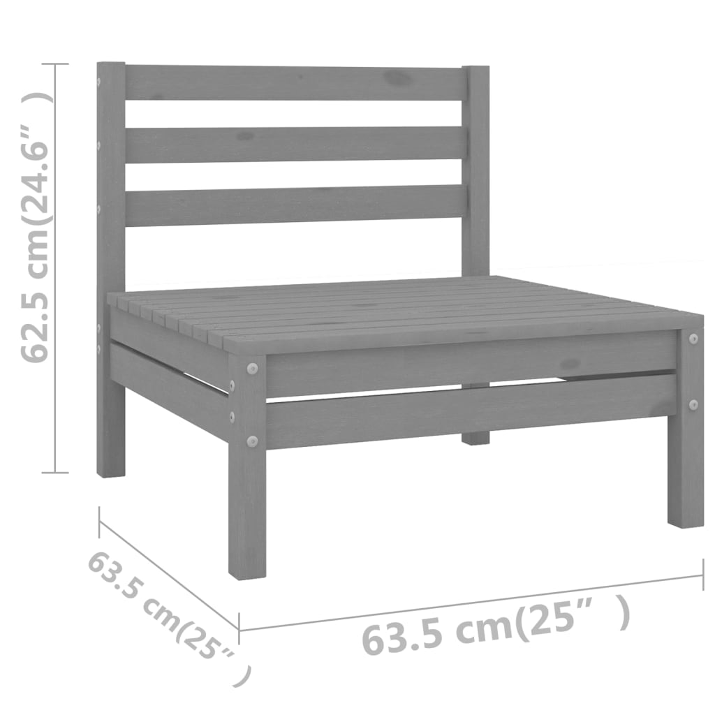 vidaXL 12-tlg. Garten-Lounge-Set Massivholz Kiefer Grau