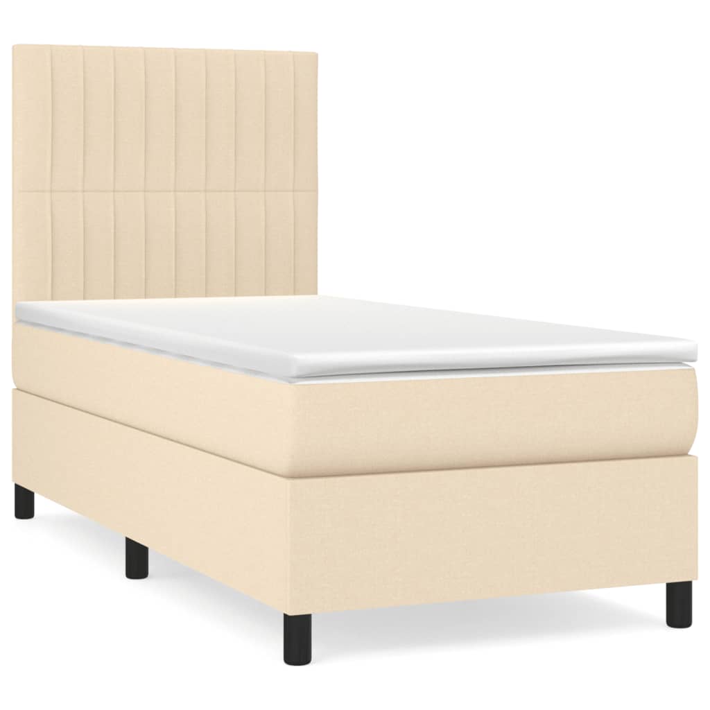 vidaXL Boxspringbett mit Matratze Creme 80x200 cm Stoff