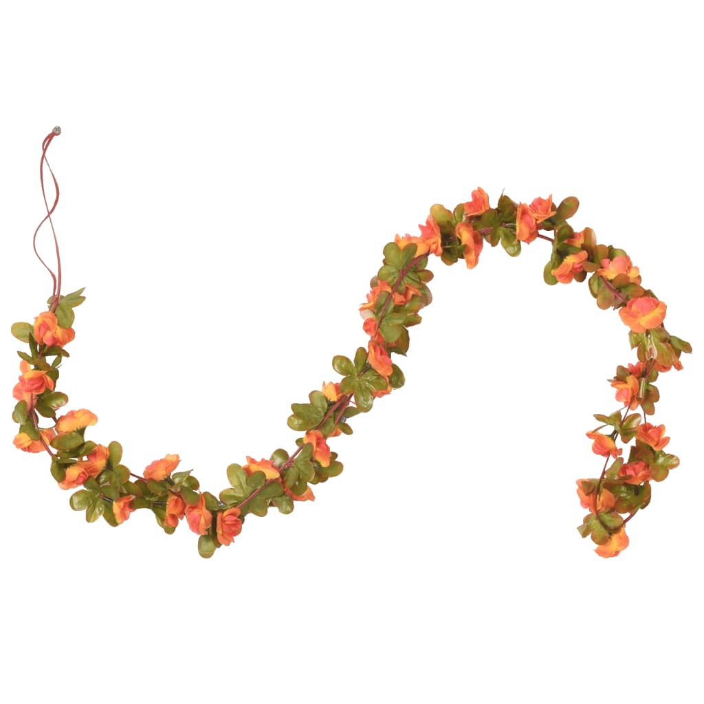 vidaXL Weihnachtskränze Blumen 6 Stk. Orange 250 cm