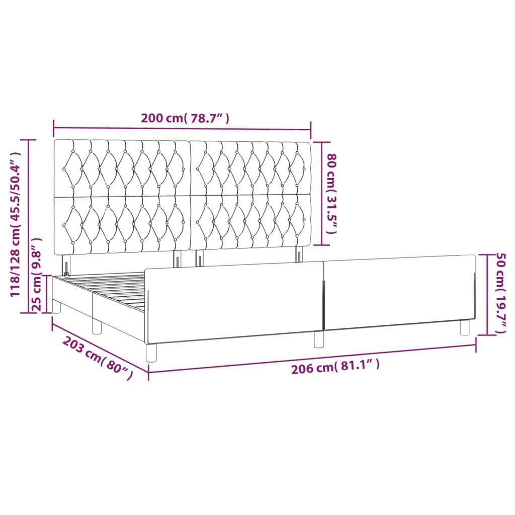 vidaXL Bettgestell mit Kopfteil Hellgrau 200x200 cm Samt