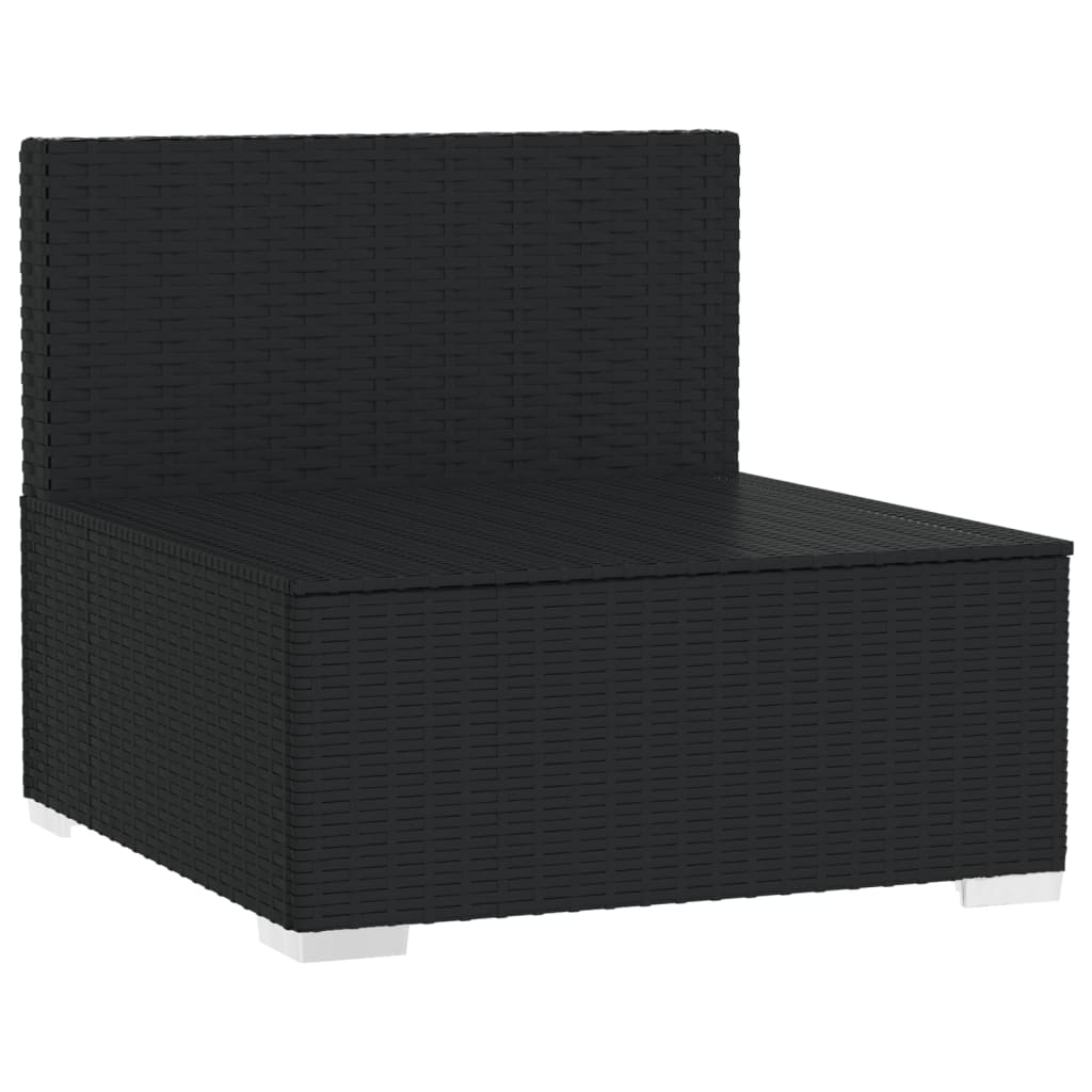 vidaXL 3-Sitzer-Sofa mit Kissen Schwarz Poly Rattan