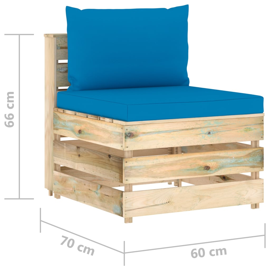 vidaXL 4-Sitzer Outdoor-Sofa mit Kissen Grün Imprägniertes Holz