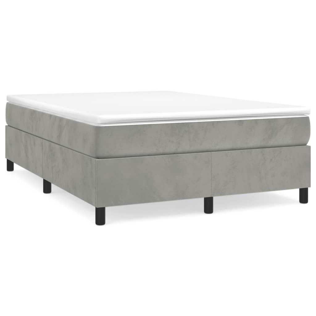 vidaXL Boxspringbett mit Matratze Hellgrau 140x190 cm Samt