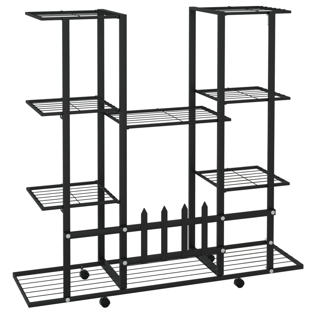 vidaXL Blumenständer mit Rollen 94,5x24,5x91,5 cm Schwarz Eisen