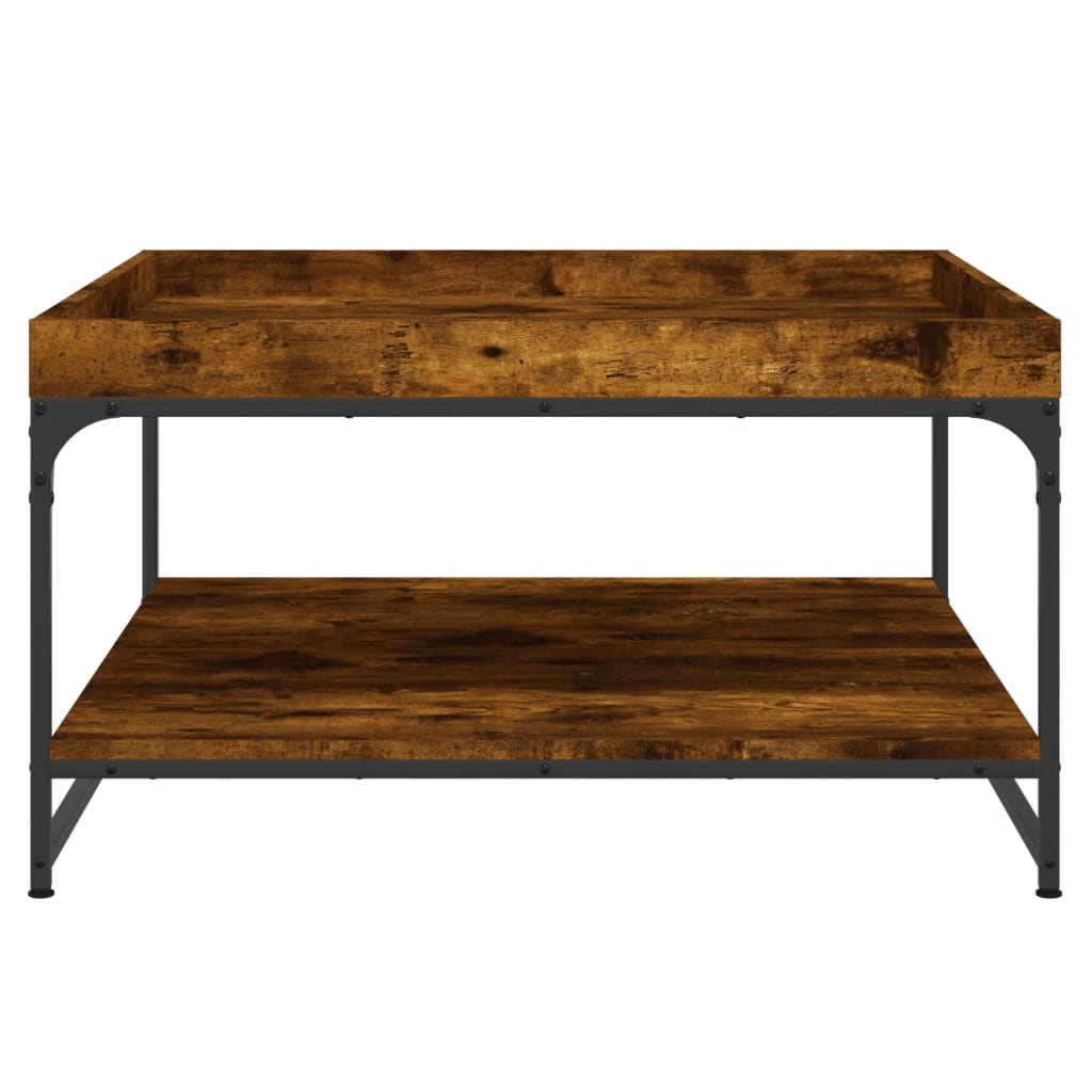 vidaXL Couchtisch Räuchereiche 80x80x45 cm Holzwerkstoff und Eisen