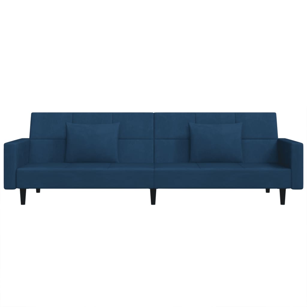 vidaXL Schlafsofa 2-Sitzer mit 2 Kissen Blau Samt