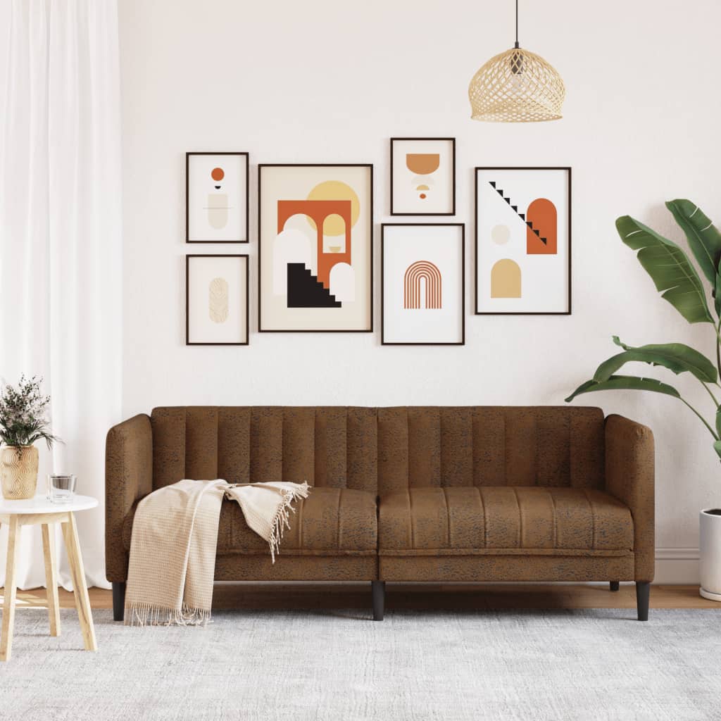 vidaXL 2-Sitzer Sofa Braun Kunstleder Wildleder-Optik