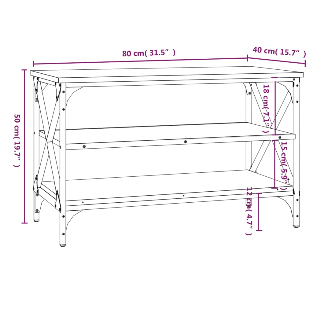 vidaXL TV-Schrank Räuchereiche 80x40x50 cm Holzwerkstoff