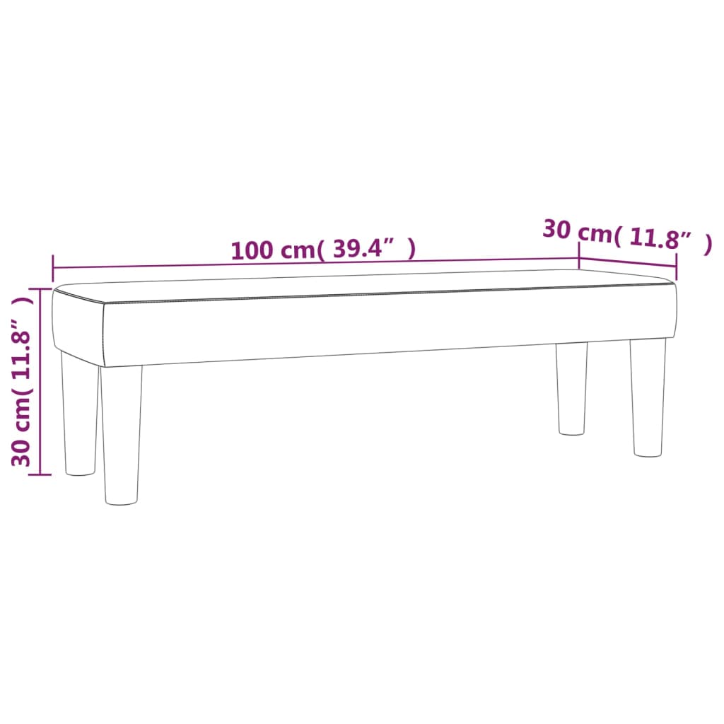 vidaXL Sitzbank Hellgrau 100x30x30 cm Samt