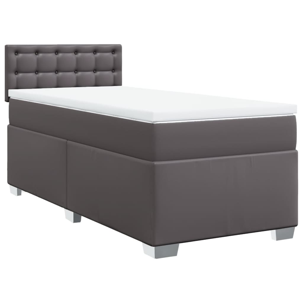 vidaXL Boxspringbett mit Matratze Grau 80x200 cm Kunstleder