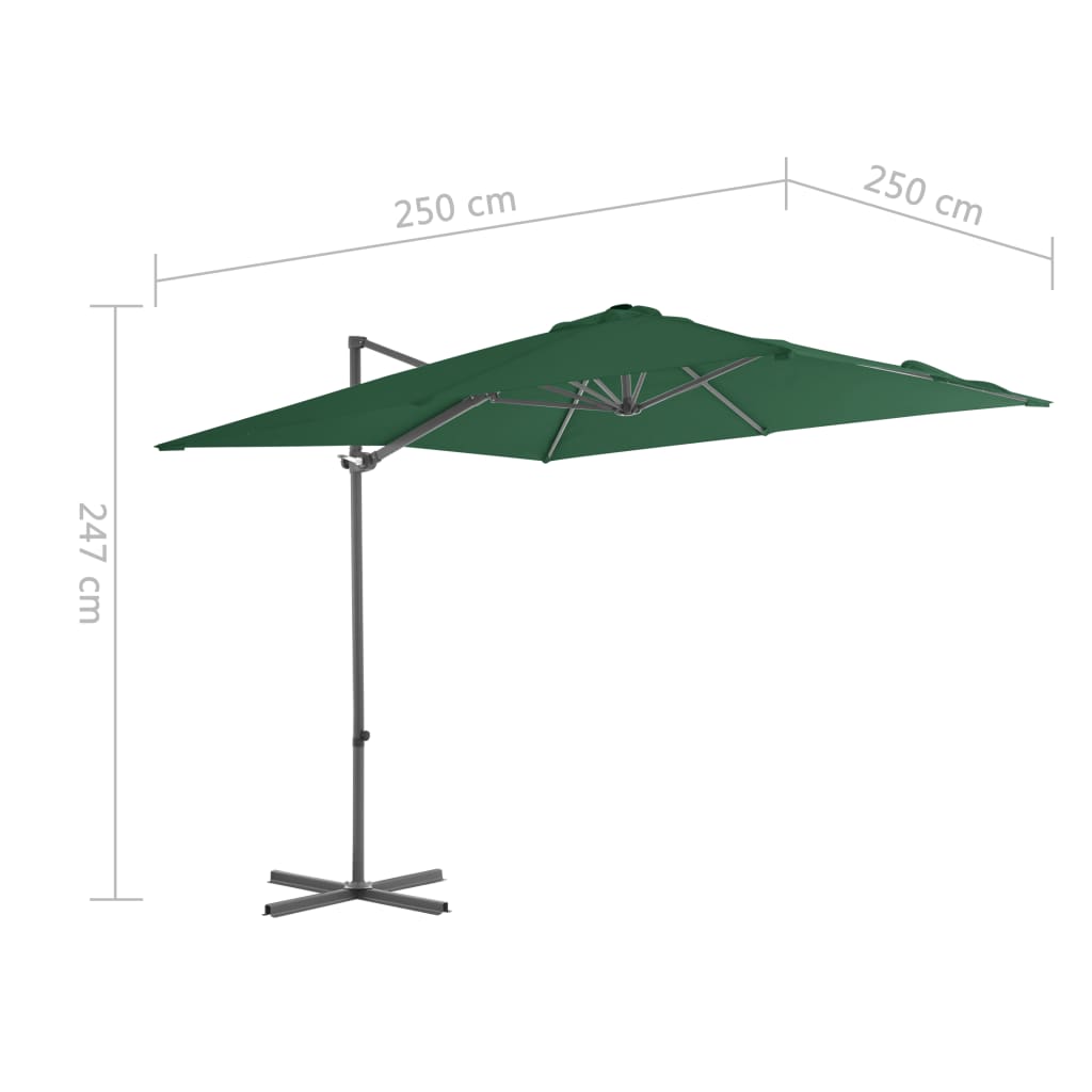 vidaXL Ampelschirm mit Stahl-Mast 250x250 cm Grün