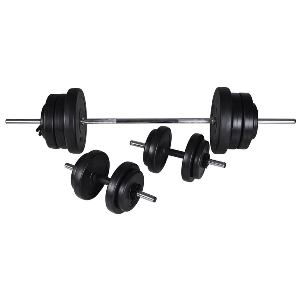 vidaXL Fitnessstation Wandmontage mit Langhantel Kurzhantel Set 60,5kg