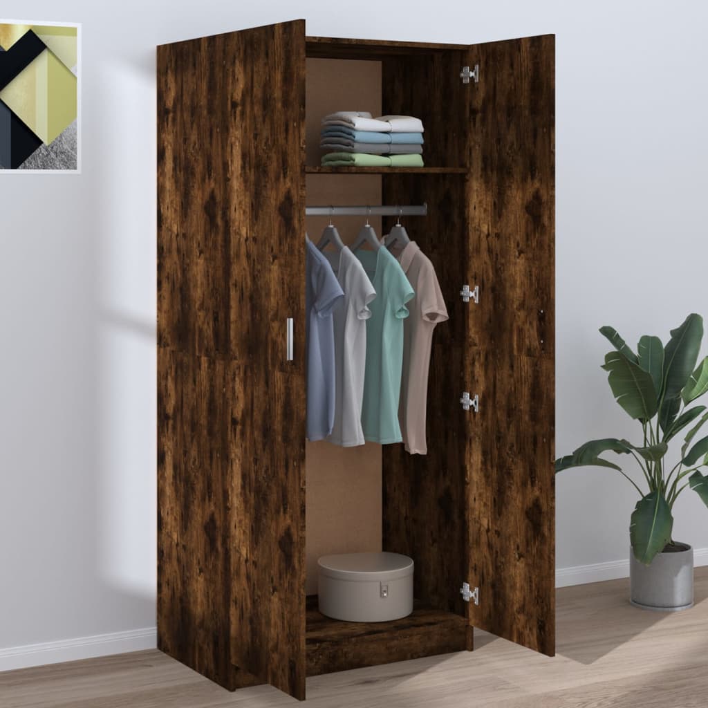 vidaXL Kleiderschrank Räuchereiche 80x52x180 cm Holzwerkstoff