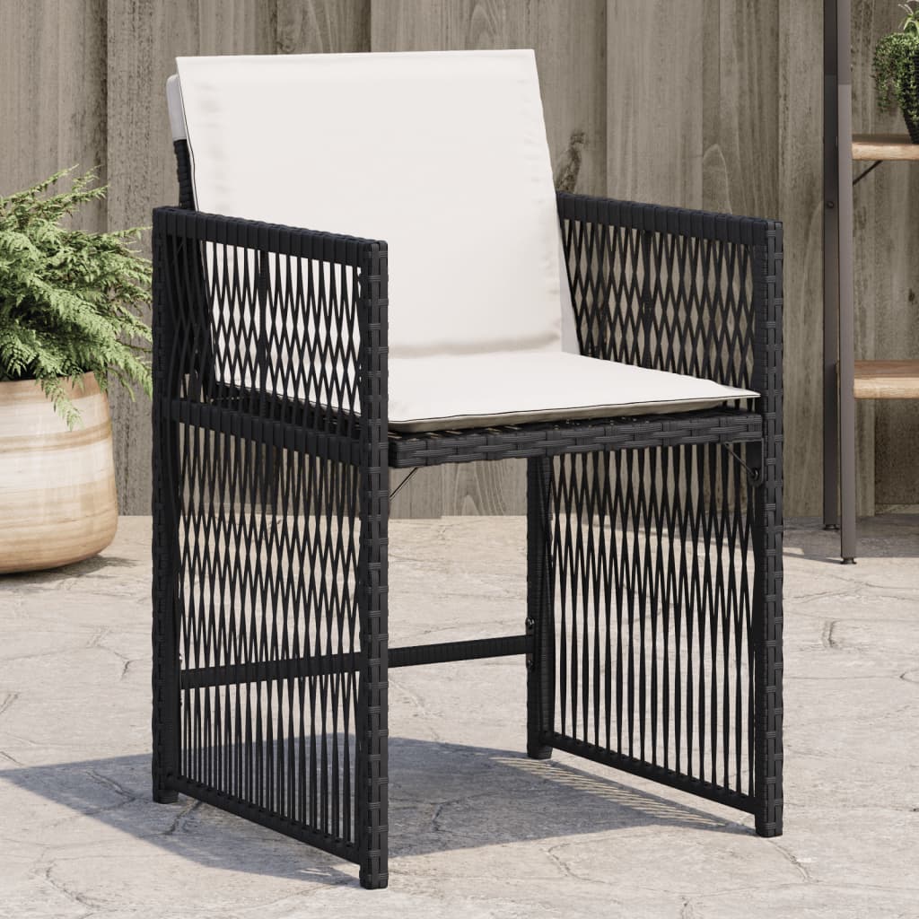 vidaXL Gartenstühle mit Kissen 4 Stk. Schwarz Poly Rattan