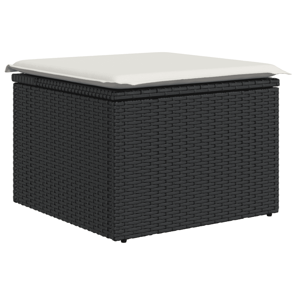 vidaXL 9-tlg. Garten-Sofagarnitur mit Kissen Schwarz Poly Rattan