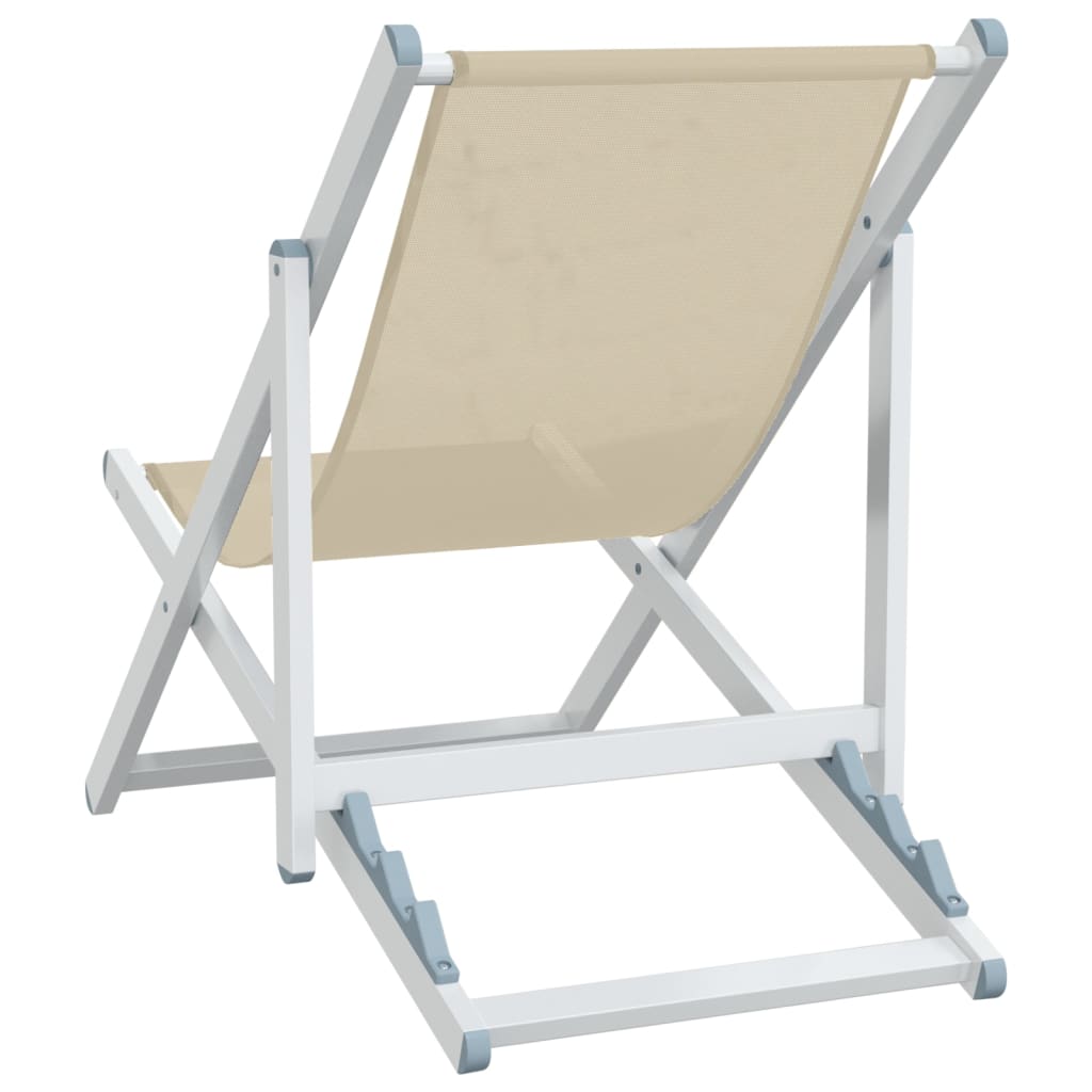 vidaXL Strandstühle 2 Stk. Klappbar Creme Aluminium und Textilene