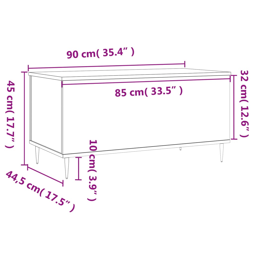 vidaXL Couchtisch Weiß 90x44,5x45 cm Holzwerkstoff