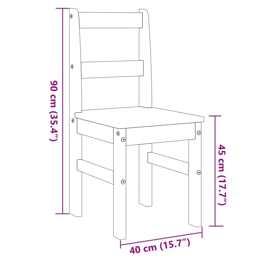 vidaXL Essstühle 2 Stk. Panama Grau 40x46x90 cm Massivholz Kiefer