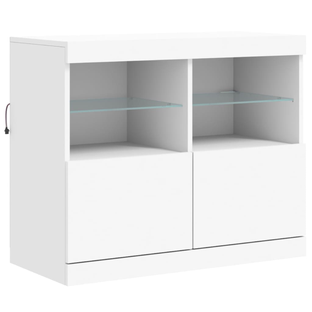 vidaXL Sideboard mit LED-Leuchten Weiß 202x37x67 cm