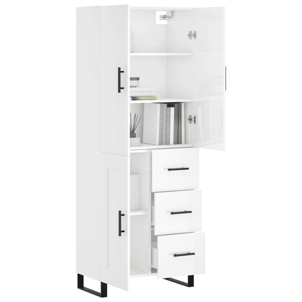 vidaXL Highboard Hochglanz-Weiß 69,5x34x180 cm Holzwerkstoff