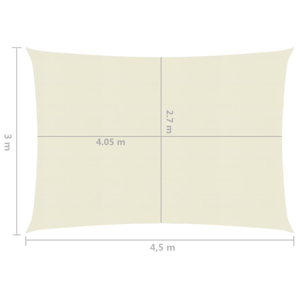 vidaXL Sonnensegel 160 g/m² Creme 3x4,5 m HDPE