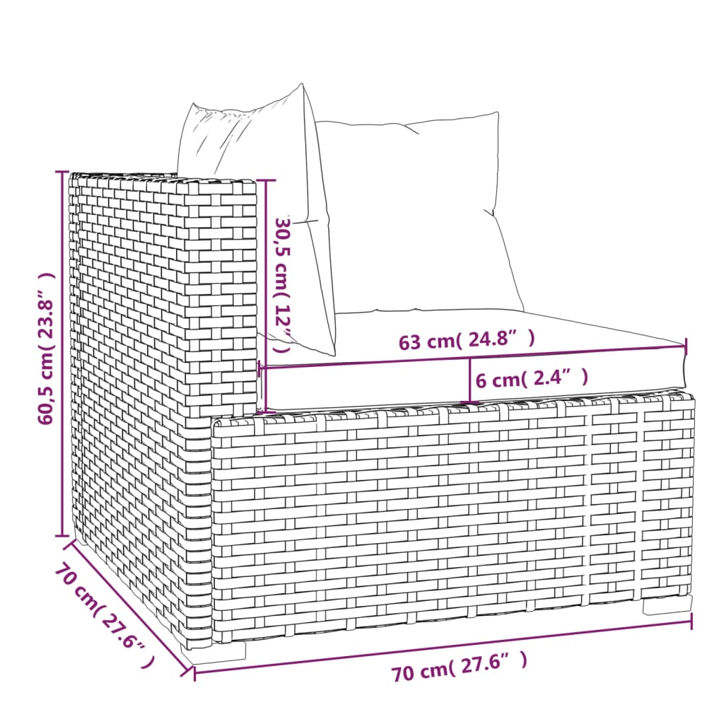 vidaXL 7-tlg. Garten-Lounge-Set mit Kissen Poly Rattan Grau