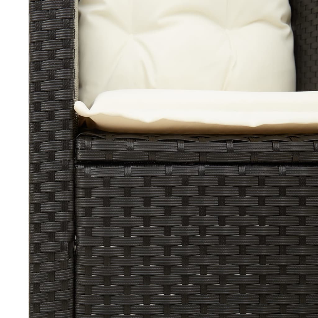 vidaXL 3-tlg. Bistro-Set mit Kissen Schwarz Poly Rattan Akazienholz