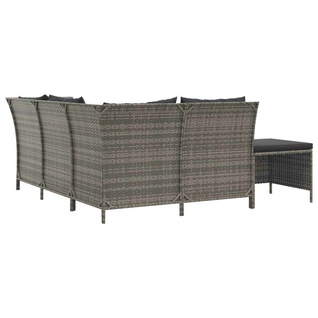 vidaXL 4-tlg. Garten-Lounge-Set mit Kissen Grau Poly Rattan