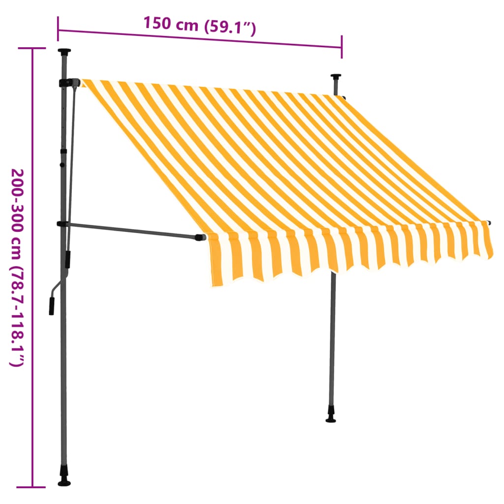 vidaXL Einziehbare Markise Handbetrieben mit LED 150 cm Weiß Orange