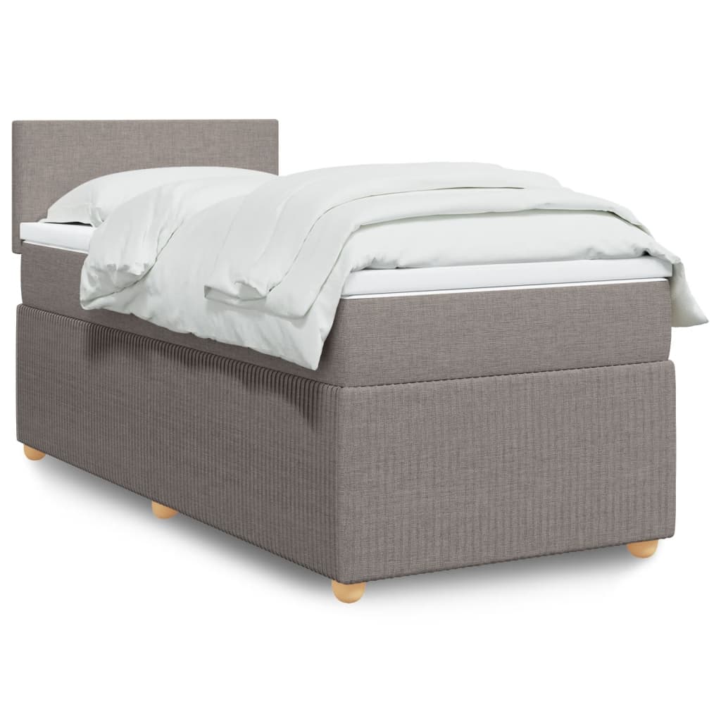 vidaXL Boxspringbett mit Matratze Taupe 90x190 cm Stoff