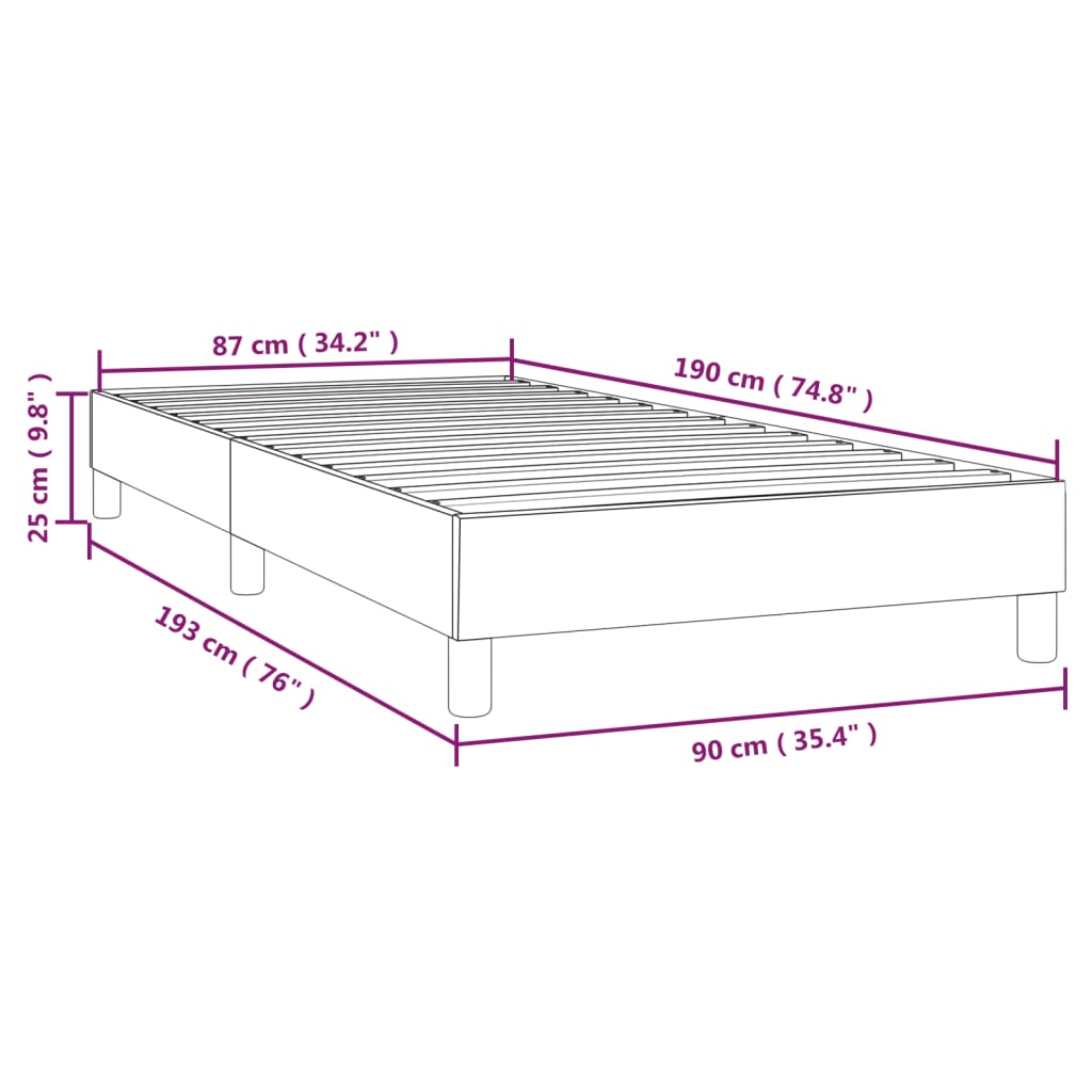 vidaXL Bettgestell Dunkelgrau 90x190 cm Samt