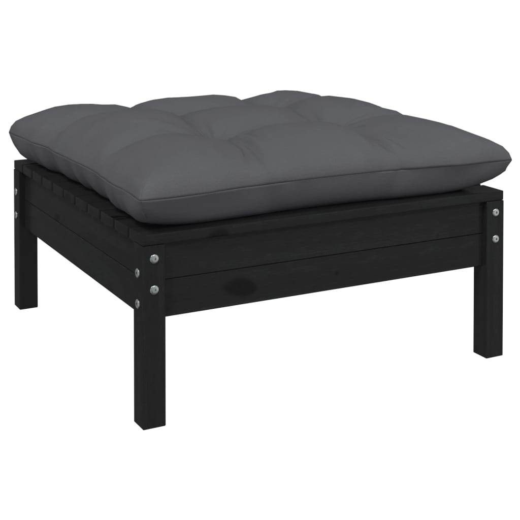 vidaXL 8-tlg. Garten-Lounge-Set mit Kissen Schwarz Kiefer Massivholz