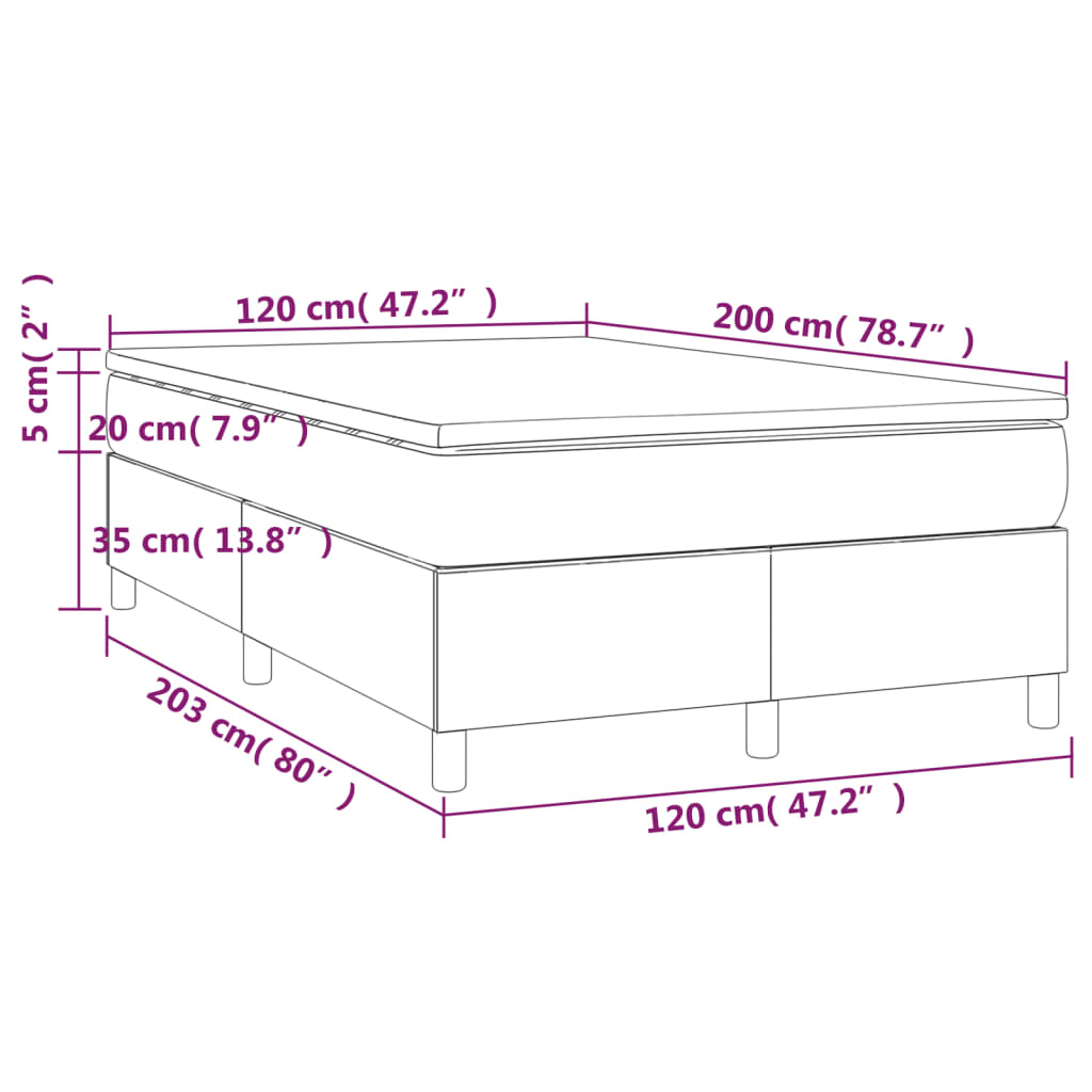 vidaXL Boxspringbett mit Matratze Schwarz 120x200 cm Samt