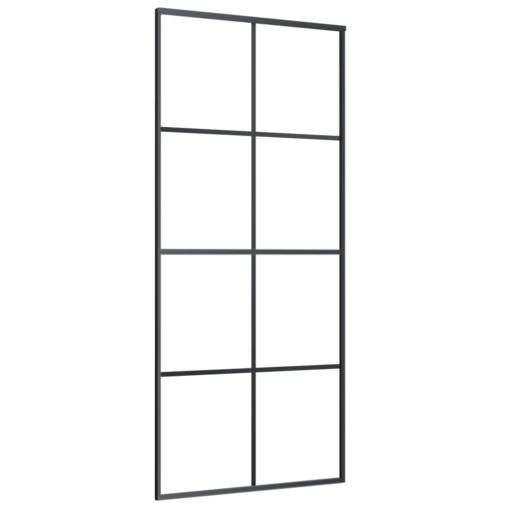 vidaXL Schiebetür Schwarz 90x205 cm ESG-Glas und Aluminium