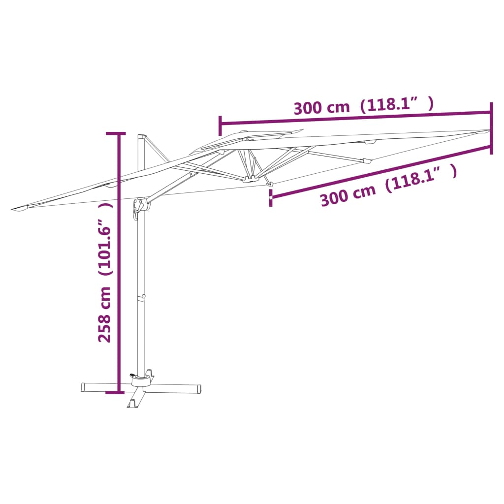 vidaXL Ampelschirm mit Doppeldach Taupe 300x300 cm