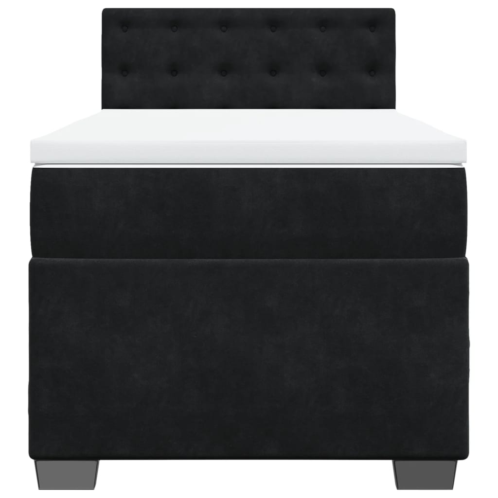 vidaXL Boxspringbett mit Matratze Schwarz Samt