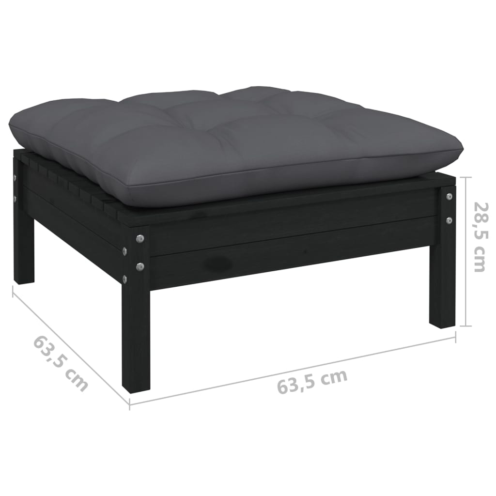 vidaXL 11-tlg. Garten-Lounge-Set mit Kissen Schwarz Massivholz Kiefer