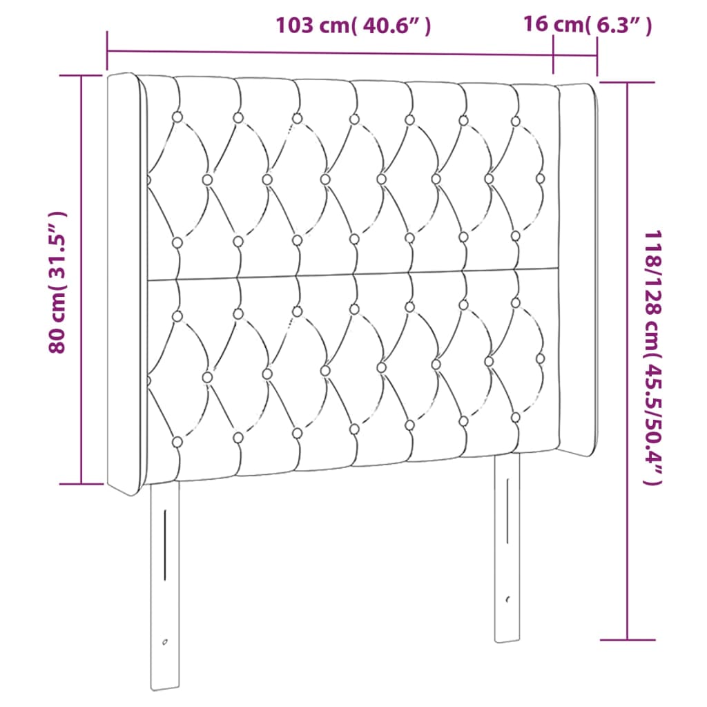 vidaXL Kopfteil mit Ohren Rosa 103x16x118/128 cm Samt