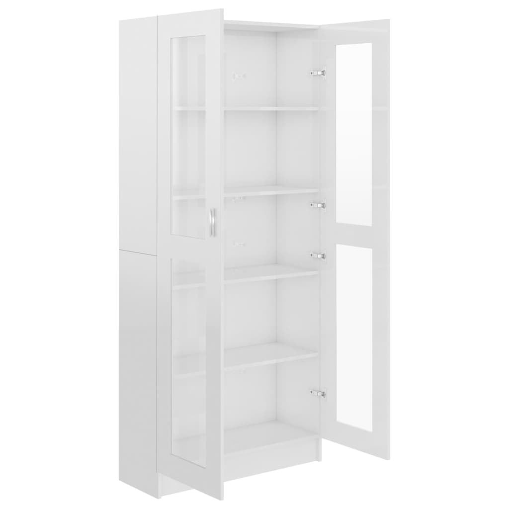 vidaXL Vitrinenschrank Hochglanz-Weiß 82,5x30,5x185,5 cm Holzwerkstoff