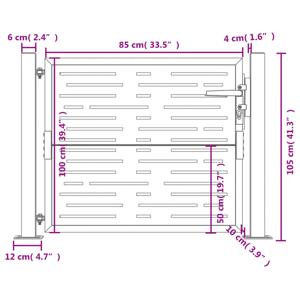 vidaXL Gartentor Anthrazit 105x105 cm Stahl Quadratisches Design