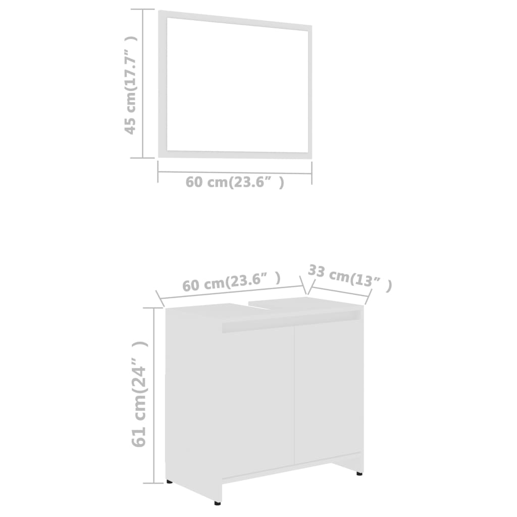 vidaXL 3-tlg. Badmöbel-Set Weiß Holzwerkstoff