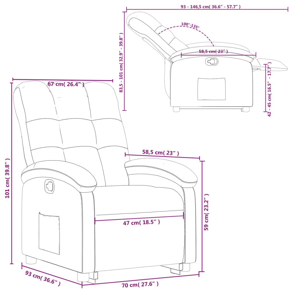 vidaXL Relaxsessel mit Aufstehhilfe Creme Stoff